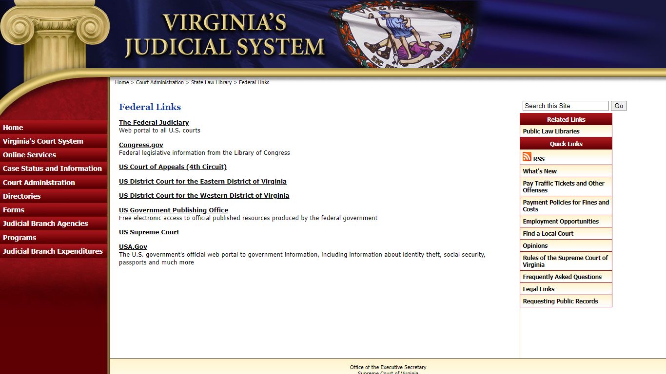 Federal Links - Judiciary of Virginia