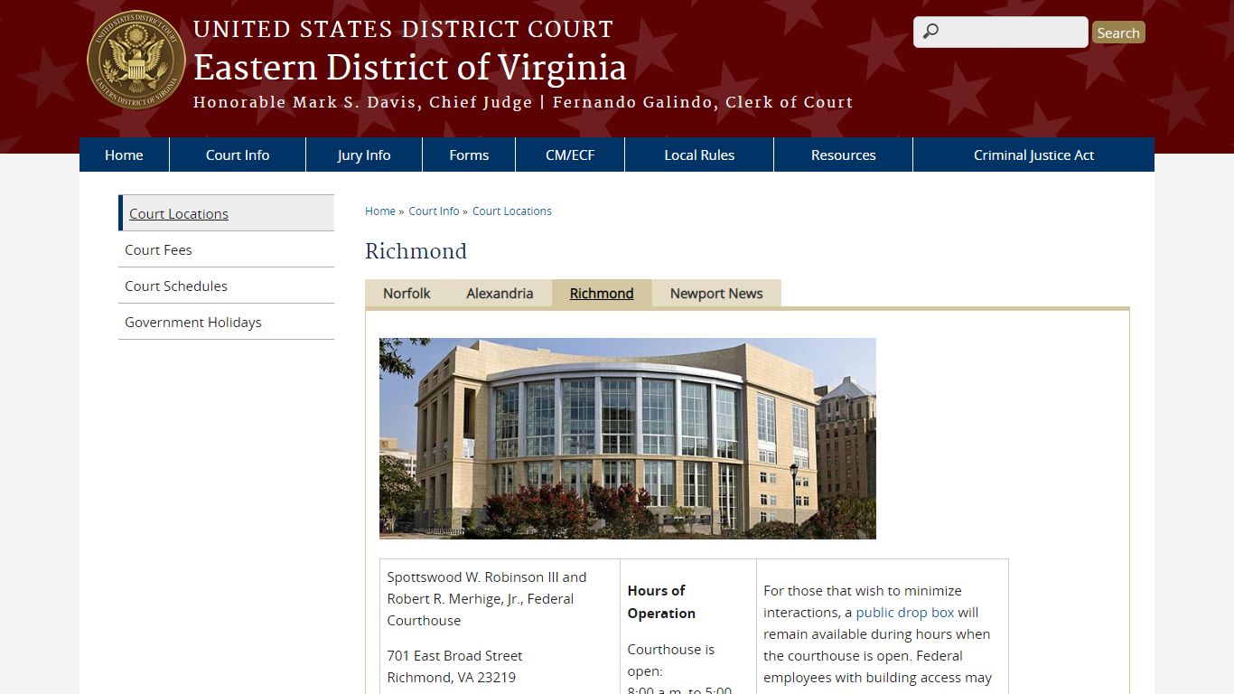 Richmond | Eastern District of Virginia | United States District Court